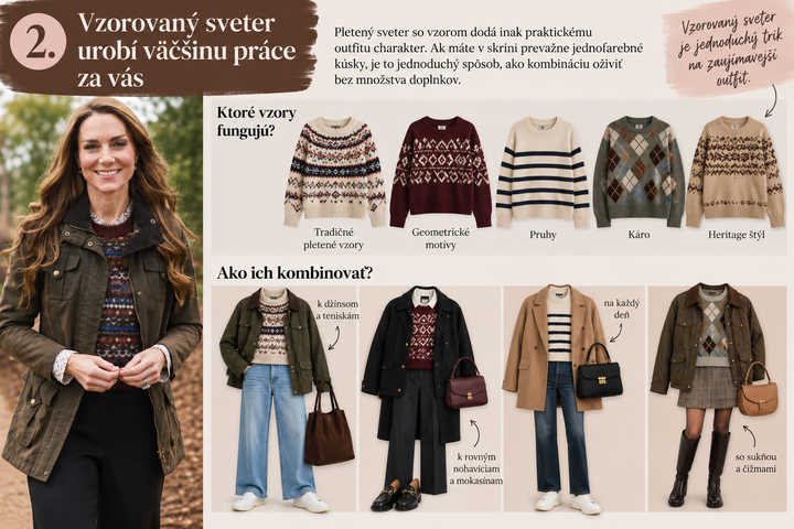 Kate Middleton - vzorovaný sveter